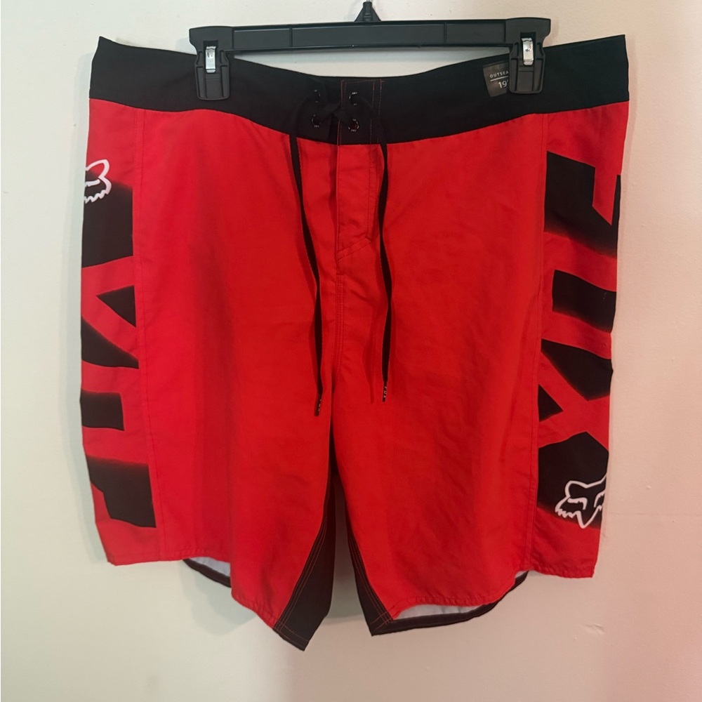 Fox Men's Bold Red and Black Swim Board Shorts